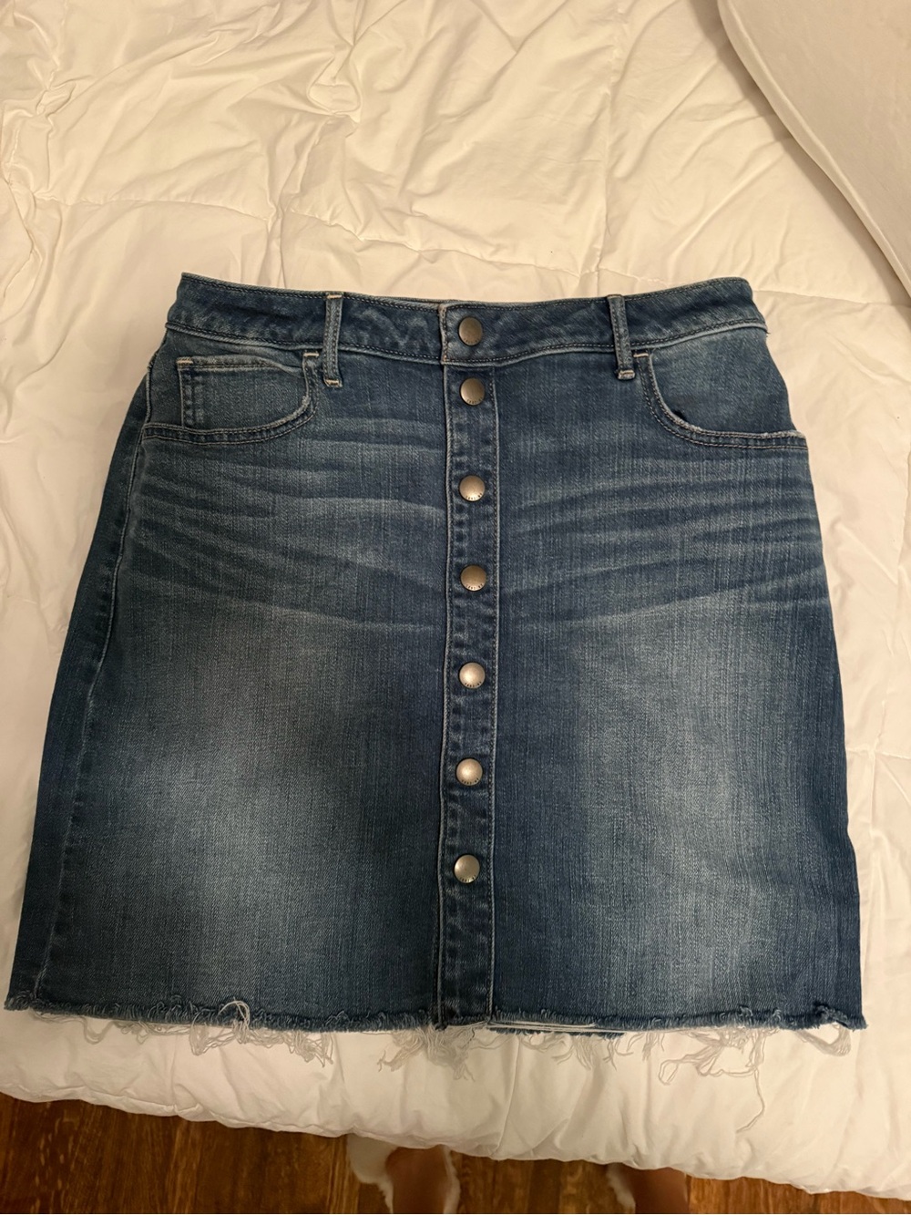 Abercrombie & Fitch Button-Front Denim Mini Skirt - Blue Wash